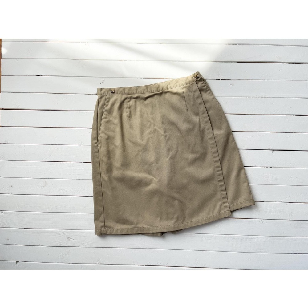 beige khaki skort 90s‎ y2k vintage Lands End high waisted shorts tennis skirt